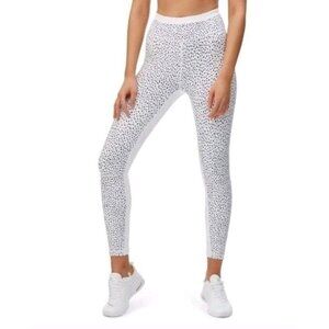ALL FENIX Leggings 7/8 Micro Cheetah Dot Anthropologie Yoga White Womens S